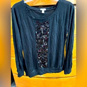 Old Navy Black Sequin Sweater. GUC. Sz. S. Light Weight. CUTE!!